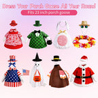Kinhzrude 8 Set Porch Goose Outfits Holiday Goose Clothes - Valentine St. Patrick Easter Summer 4th of July Fall Halloween Christmas Lawn Porch Goose Clothing for Patio Yard Decor