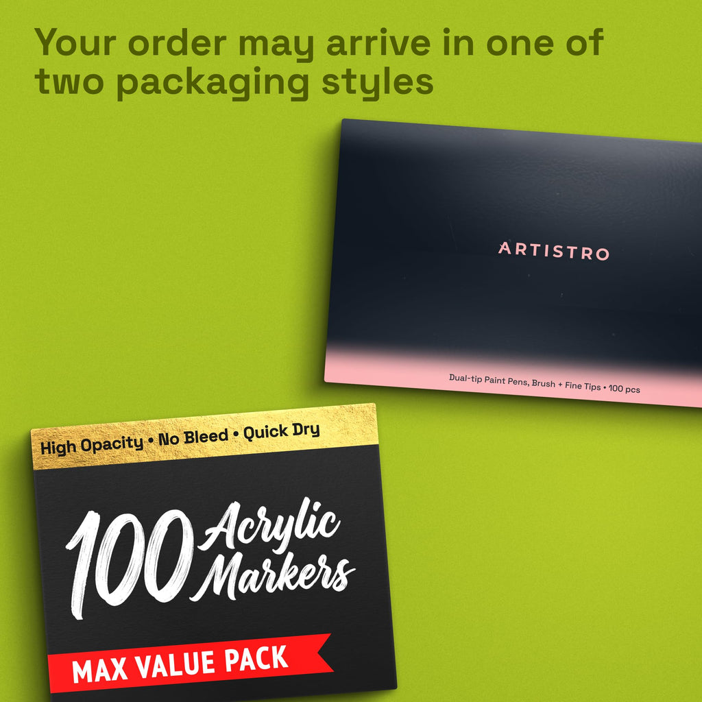 ARTISTRO 100 Acrylic Dual-Tip Glass Marker Pens for Wine Glasses
