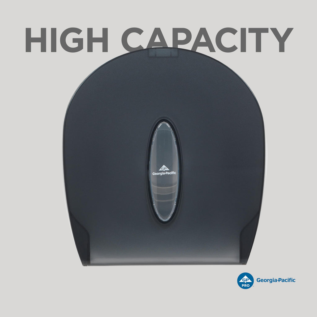 Georgia-Pacific Single-Roll Jumbo Toilet Paper Dispenser by GP PRO (Georgia-Pacific), Translucent Smoke, 59009, 10.610" W x 5.390" D x 11.290" H