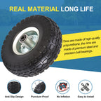 RRQ 10 Inch Solid PU Tire and Wheel, Flat Free 4.10/3.50-4" Tire, 2 Pack