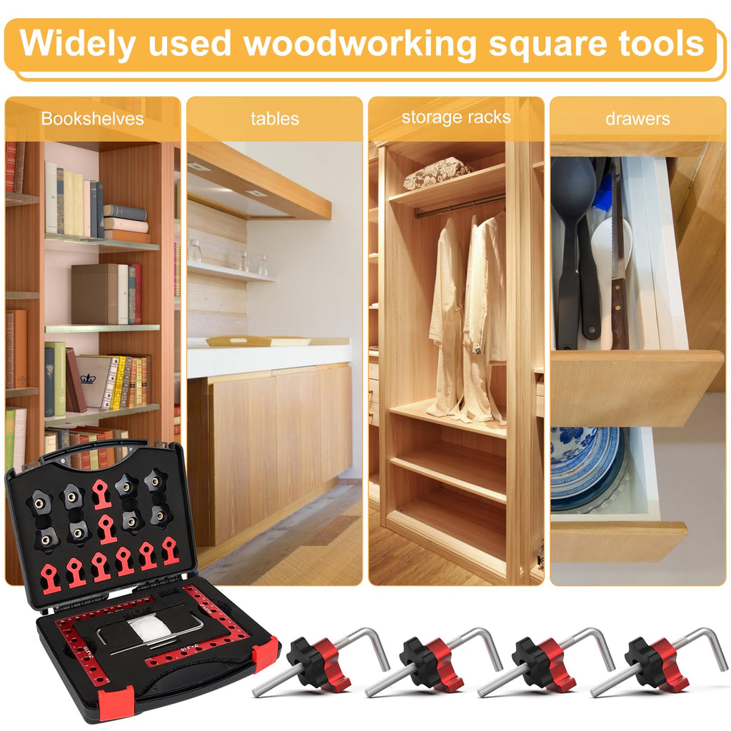 DIYLOG Corner Clamp for Woodworking, 90 Degree Corner Clamp, 4 Pack 5.5"x 5.5" Aluminum Alloy Right Angle Woodworking Tools, Positioning Squares for Picture Frame, Box, Cabinets, Drawers