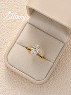 Effinny 3.5 Carat Elongated Oval Cut Engagement Ring for Women,925 Sterling Silver Solitaire Promise Ring (3.5ct,Golden, 5)