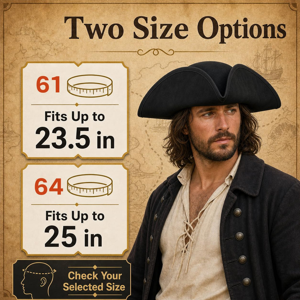 HOMELEX Pirate Hat for Women & Men Colonial Tricorn Halloween Adult Revolutionary war Costume Accessory