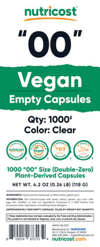 Nutricost Empty Capsules Size 00 Vegan - 1,000 Clear Empty Plant-Based Capsules - Kosher Certified, Halal Certified, Non-GMO, Soy Free, Gluten Free, Vegetarian