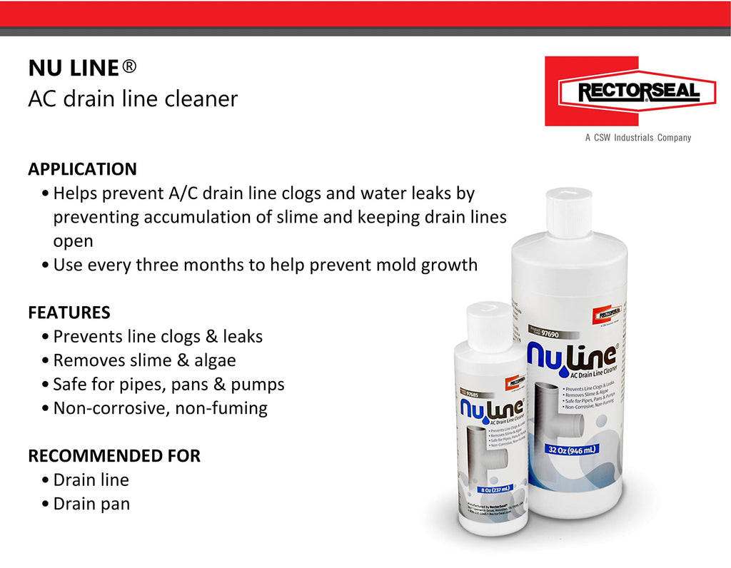 (4)-Pack NuLine HVAC Condensate Nu-Line Drain Cleaner, 8 Ounce