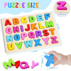 Attmu Wooden Puzzles for Toddlers, 2 Pcs Alphabet ABC Shape Number Puzzle