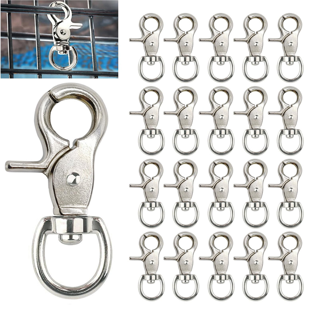 20PCS Trigger Snap Hooks 2.32'' x 0.82'' Heavy Duty Swivel Snap Hooks Metal Clasps Lanyard Clips for Bird Cage Key Chains