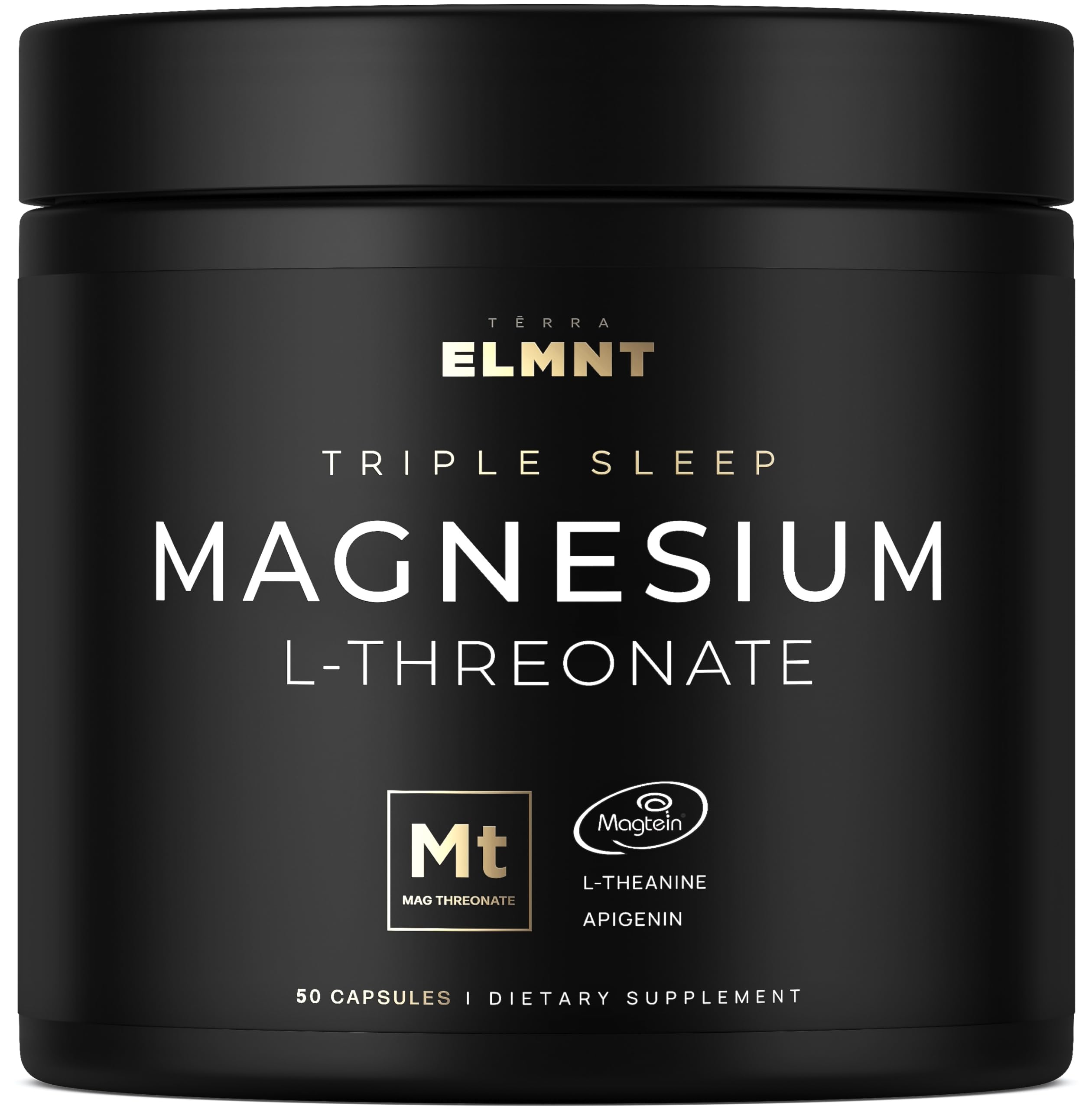 Triple Sleep Magnesium L-Threonate w. Apigenin, Theanine & Magtein Magnesium L Threonate - High Absorption Magnesium Supplement Capsules for Men and Women Magnesium Powder Pills