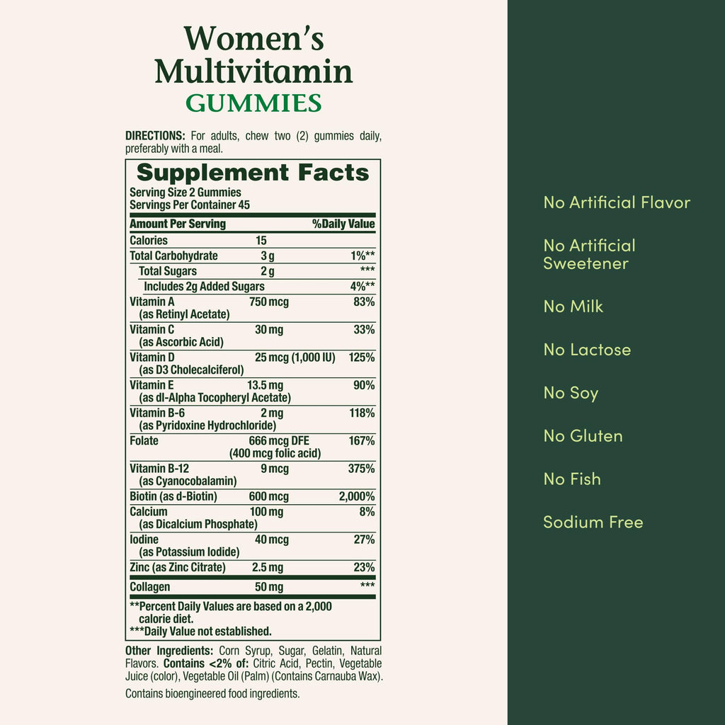 Nature's Bounty Women Multivitamin Gummies, Vitamin Supplements for Adults, General Health, Supports Immune and Bone Health, Mixed Berry and Raspberry Flavored, 90 Gummies (Pack of 3)