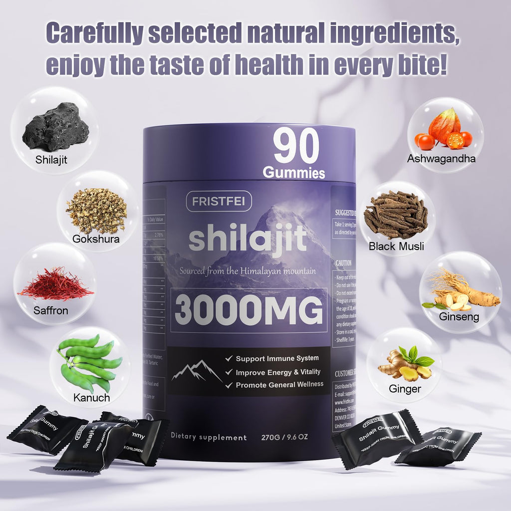 Pure Himalayan Shilajit Gummies for Men & Women - 100% Natural & Organic | 85+ Trace Minerals & Fulvic Acid | 180 Count | Individually Packaged