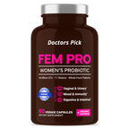 Doctors Pick Fem Pro Probiotics for Women. 17 Clinically Effective Strains for Vaginal, Digestive & Immune Support, Urinary Tract Health, pH Balance and Mood. 60 Veggie Capsules, 2 Month Supply