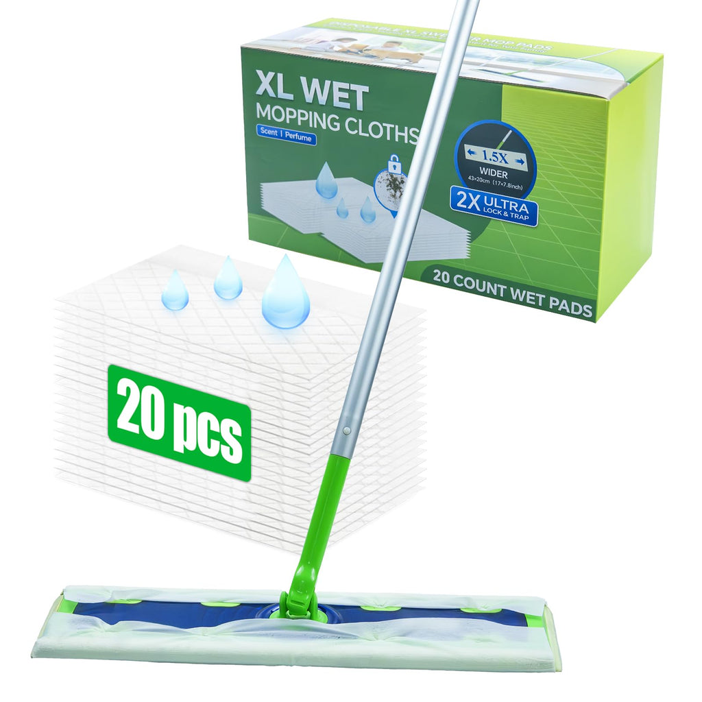 20 Count XL Wet Pads Refills for Swiffer Sweeper XL Mop, Disposable X-Large Wet Mopping Cloths, Extra Large Size Pads Refill for Multi-Surface Floor Cleaning (Mop not Included)