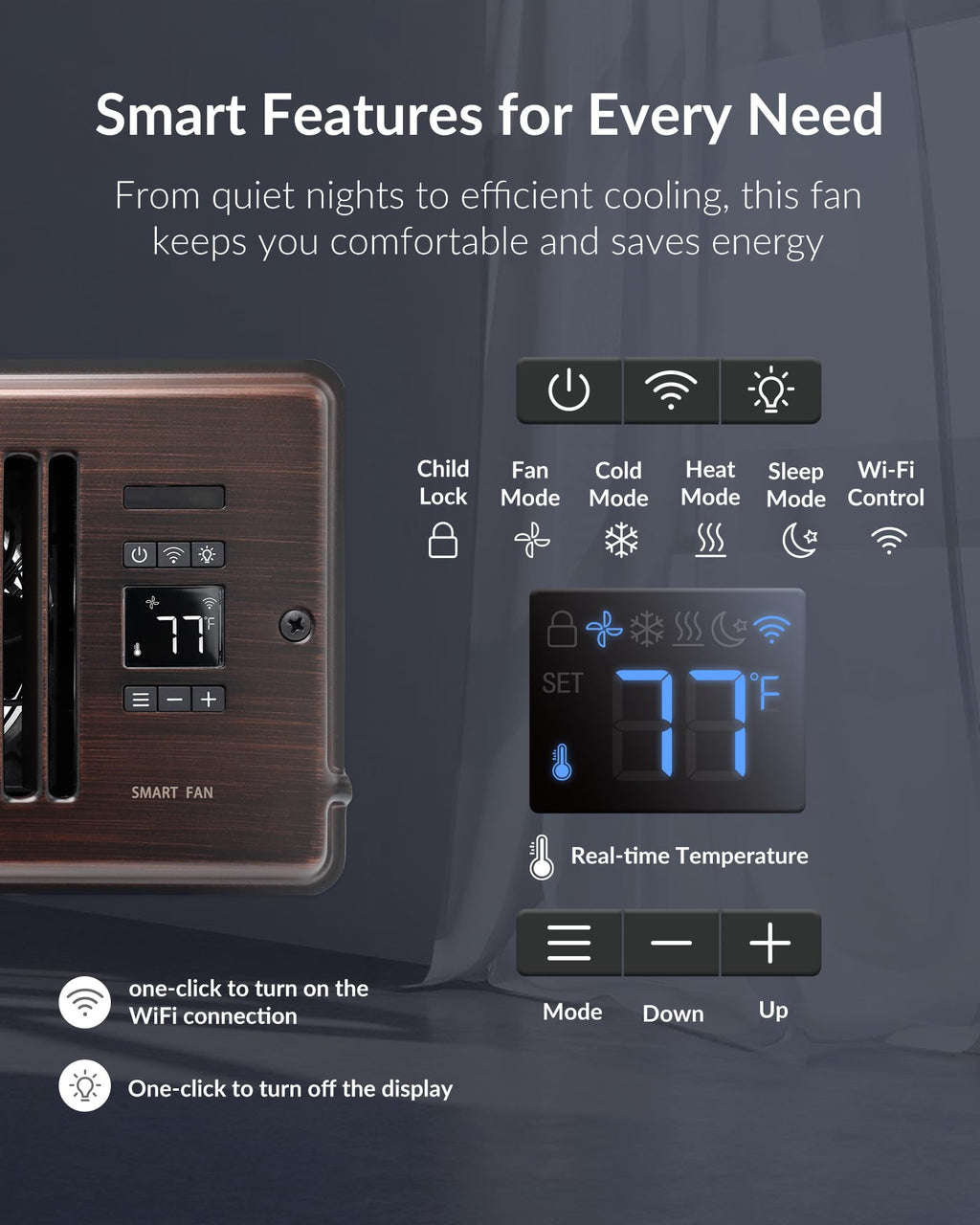 2026 Super Quiet Register Booster Fan for 4" x 10" Register Holes, Smart Register Vent with Dual Intelligent Thermostat and WiFi App Control, Heating Cooling AC Vent Fan (ORB)