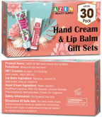AZEN 30 Sets Bulk Gifts, Hand Cream and Lip Balm Bulk Set with Organza Bag Thank You Card, Baby Shower Wedding Gifts for Guests, Bridal Wedding Favors