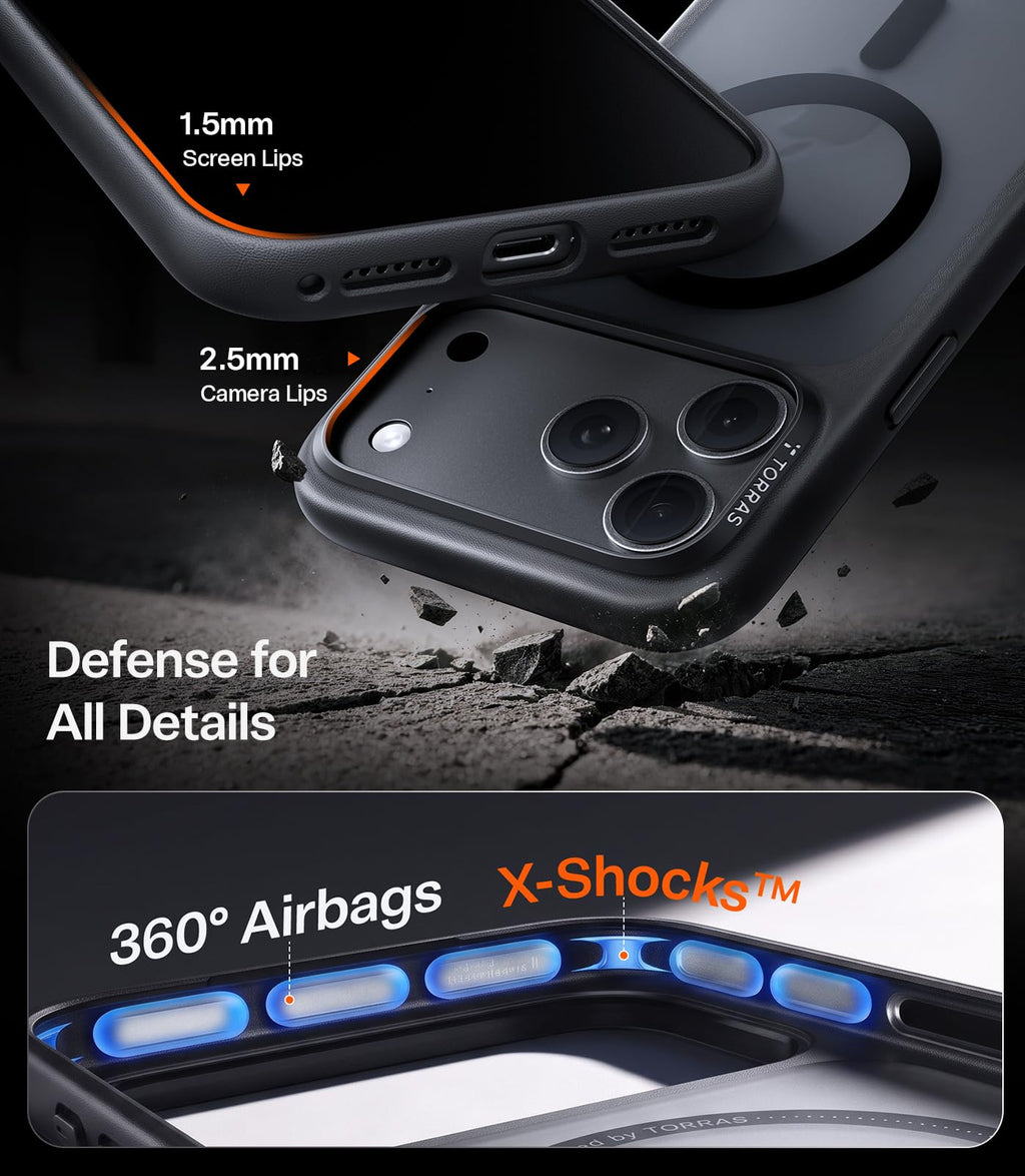 TORRAS Stronger Magnetic & Shockproof for iPhone 18 Pro Max Case Slim Black