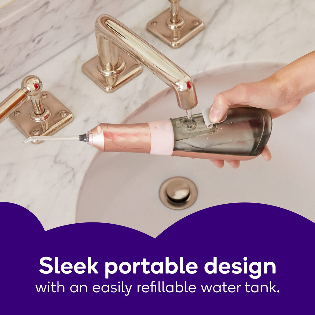 Burst Electric Water Flosser for Teeth Cleaning (3 Modes/Rose Gold) | Cordless | Plaque Removal Between Braces & Dental Work | Portable Floss | Refillable 110mL Tank