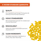 Quercetin 500mg Vegetarian Capsules 240 Count | 1000mg Per Serving of 2 Capsules | Immune Support Supplements For Respiratory, Cellular Health & Seasonal Allergies | Quercitin for Men & Women Immunity