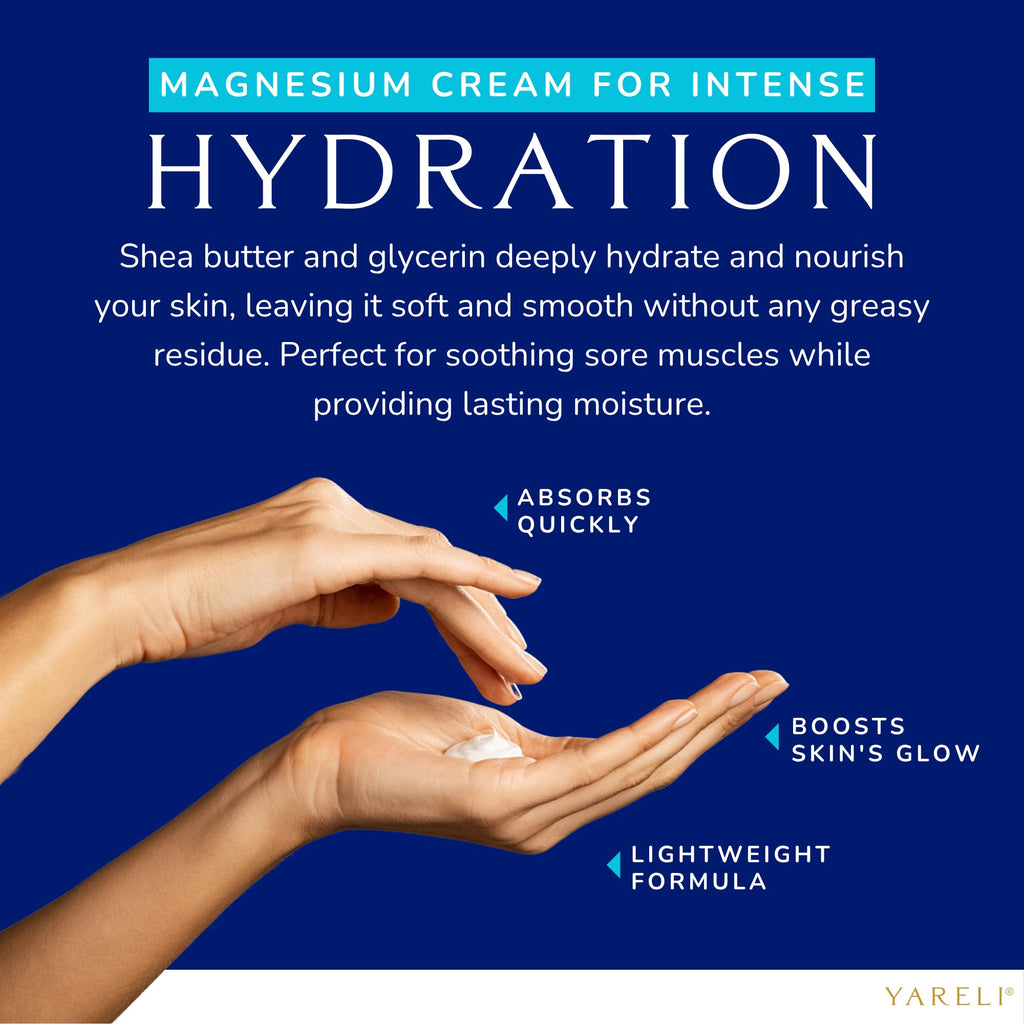 YARELI Magnesium Cream for Pain & Sleep Support - Topical Lotion with Arnica, MSM for Leg Cramps, Muscle Tension, Evening Leg Relaxation - Safe for Adults (4 Fl Oz (Pack of 1), Unscented)