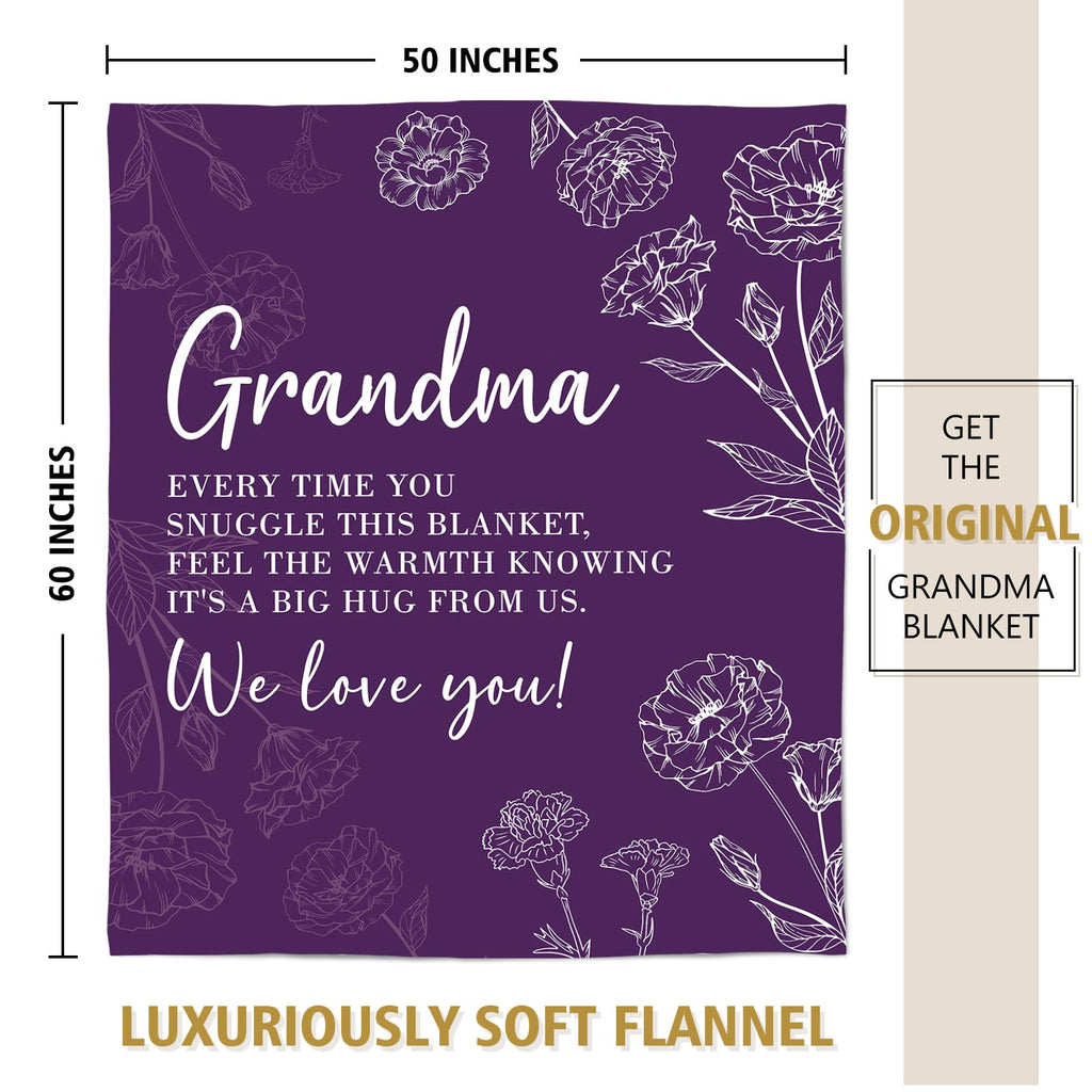 GiltGlimmer Grandma Gifts, Grandma Floral Blanket 50" x 60", Purple