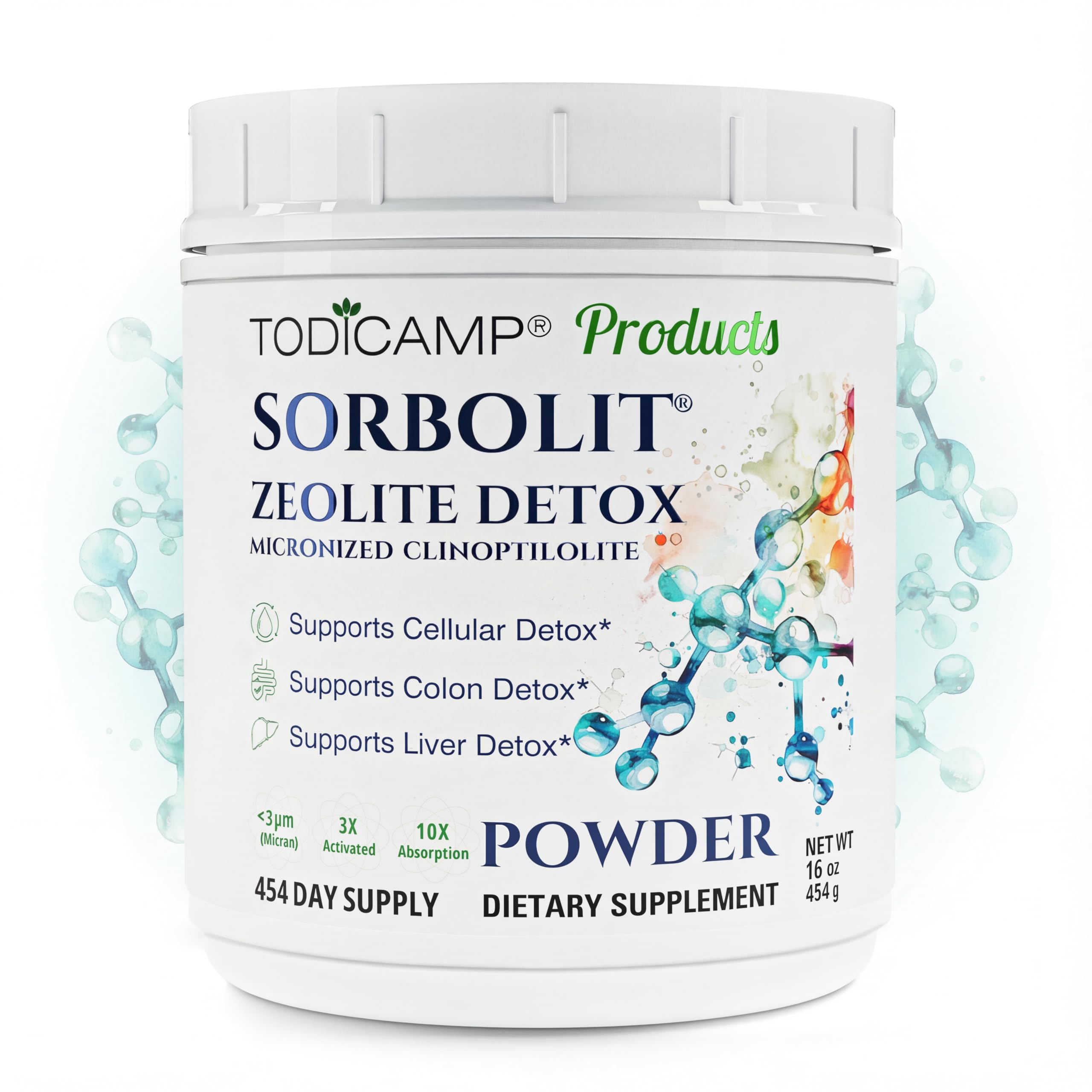 TODICAMP Zeolite Detox Sorbolit - Zeolite Binder Supplement for Full Body Detox - Gut Cleanse, Cellular and Liver Detox (1 Pound (Pack of 1))