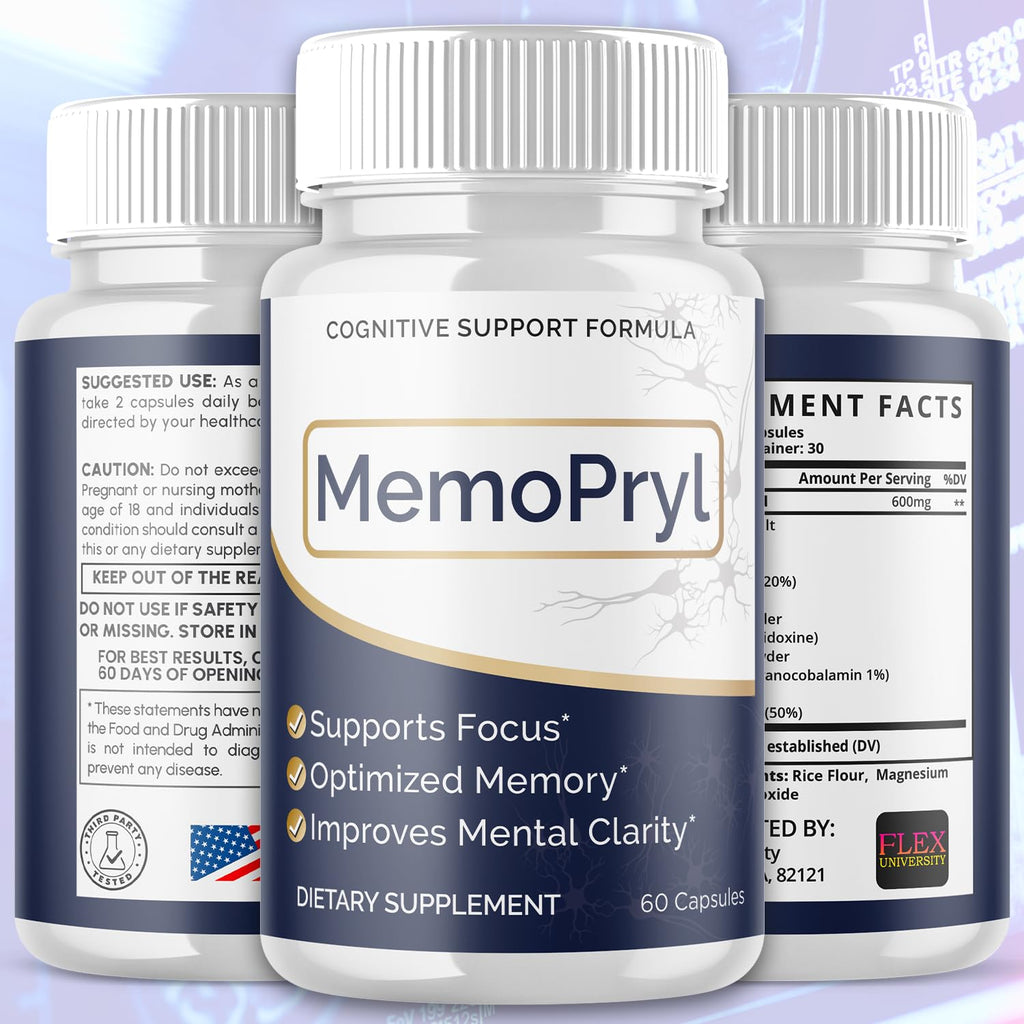 (3 Pack) Memopryl Capsules, Memopryl Brain Pills with Natural Ingredients, Advanced Formula Memo Pryl Maximum Strength Health & Wellness Multivitamin Supplement Pills for Women and Men (180 Capsules)