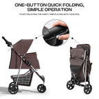 Pet Stroller for Small Dogs 10 lbs, Dog Stroller for Medium Dogs 30 lbs, Cat Strollers for 2 Cats, 3 Wheels Foldable Jogger Puppy Stroller with Storage Basket and Cup Holder, Coffee