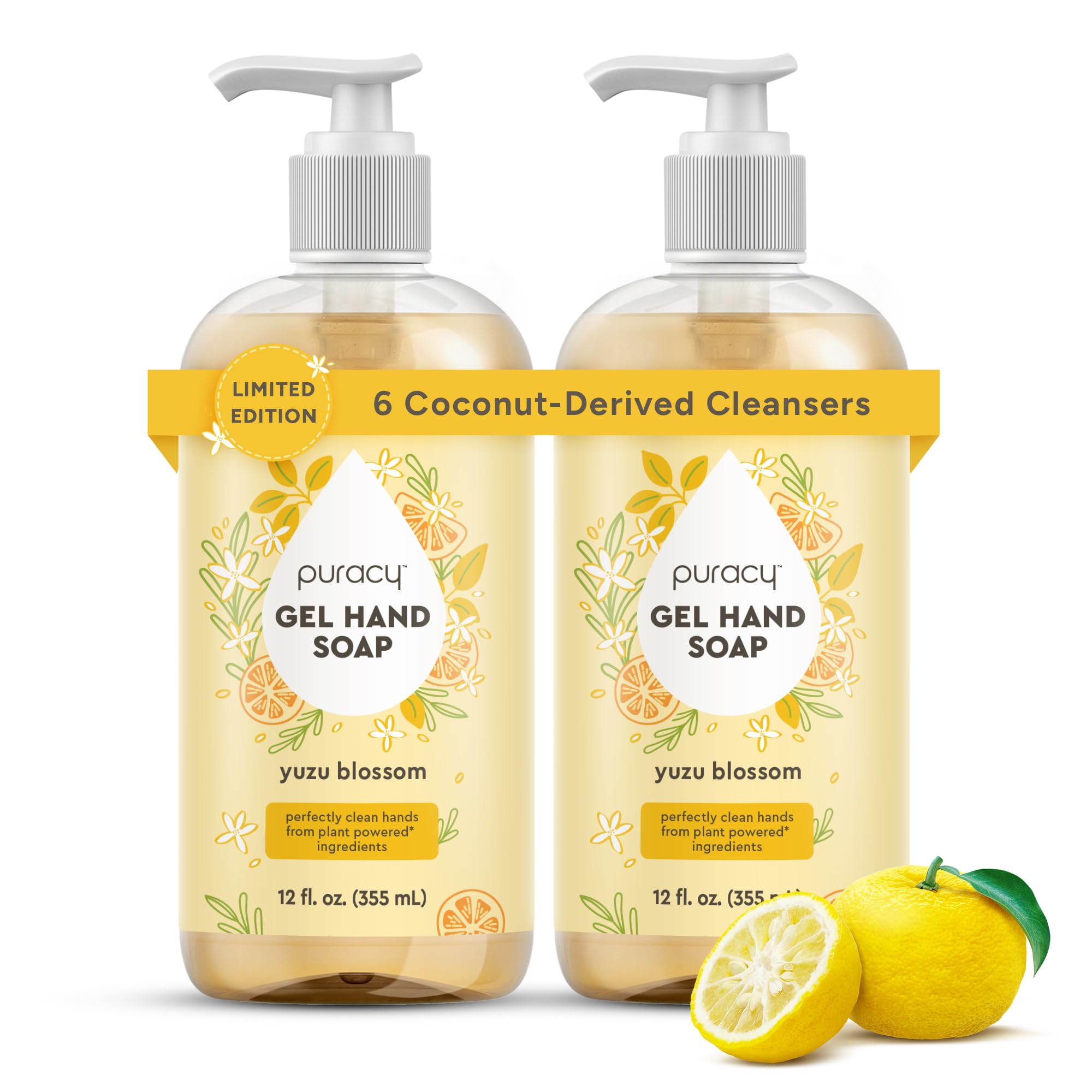 Puracy Organic Hand Soap, For the Professional Hand Washers We've All Become, Moisturizing Natural Gel Hand Wash Soap, Liquid Hand Soap Refills for Soft Skin (12 fl.oz, Yuzu Blossom) 2-Pack