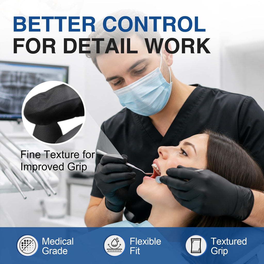 Schneider Black Nitrile Gloves, Gloves Disposable Latex Free, Powder Free