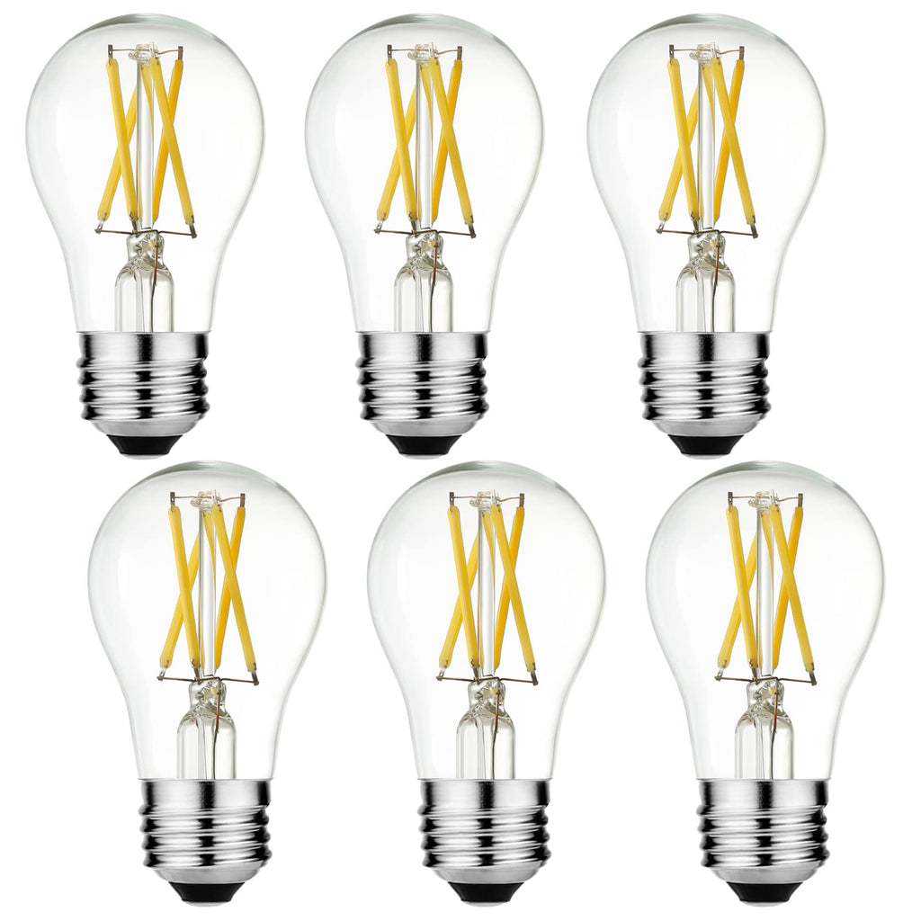 LiteHistory A15 LED Bulb 6W Equal E26 Led Bulb 60 Watt Non-Dimmable Edison Light Bulb Neutral White 4000K Clear AC120V 600LM E26 Bulb for Ceiling Fan,Wall sconces,Fridge,Desk lamp Pack of 6