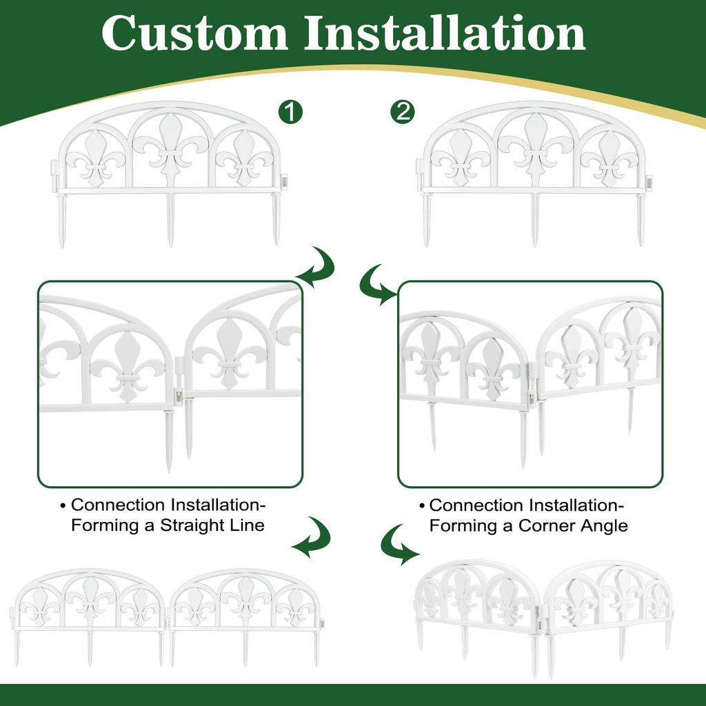 BiuBiubulu 22ft White Garden Edging Border 19 Panels Plastic Landscape with 57 Anchoring Spikes Decorative Lawn Barrier Fence Liner for Flower Bed Yard