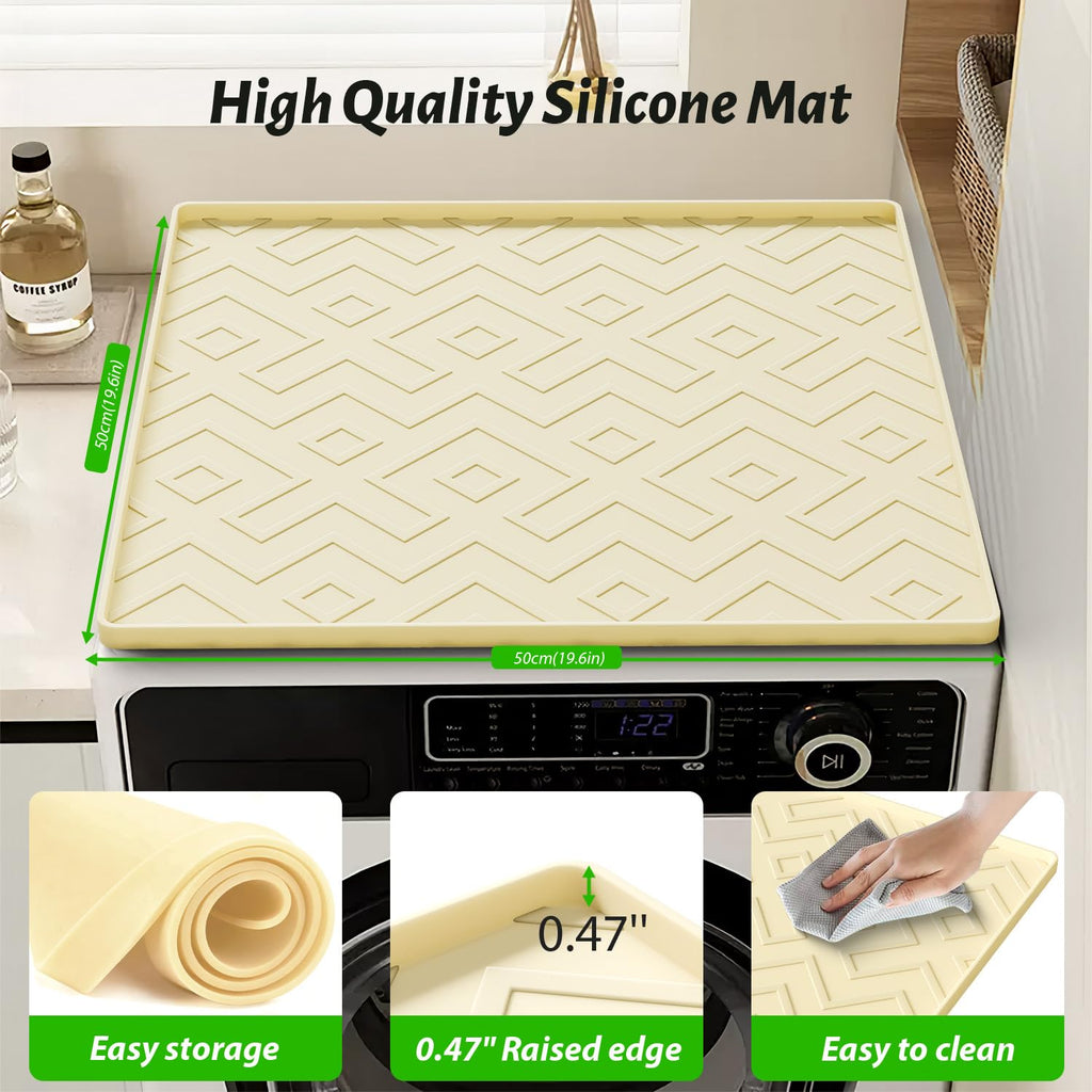 EWX Silicone Mini Fridge Mat 19.7"x19.7" – Refrigerator Mats, Non-Slip Waterproof Protector Pad for Washing Machine, Dryer, Dishwasher & Wine Cooler