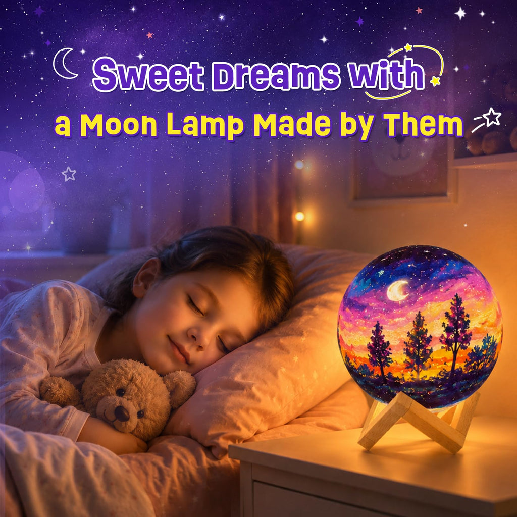 Paint Your Own Moon Lamp Kit, 3D Moon Night Light, Crafts for Kids Age 4-12