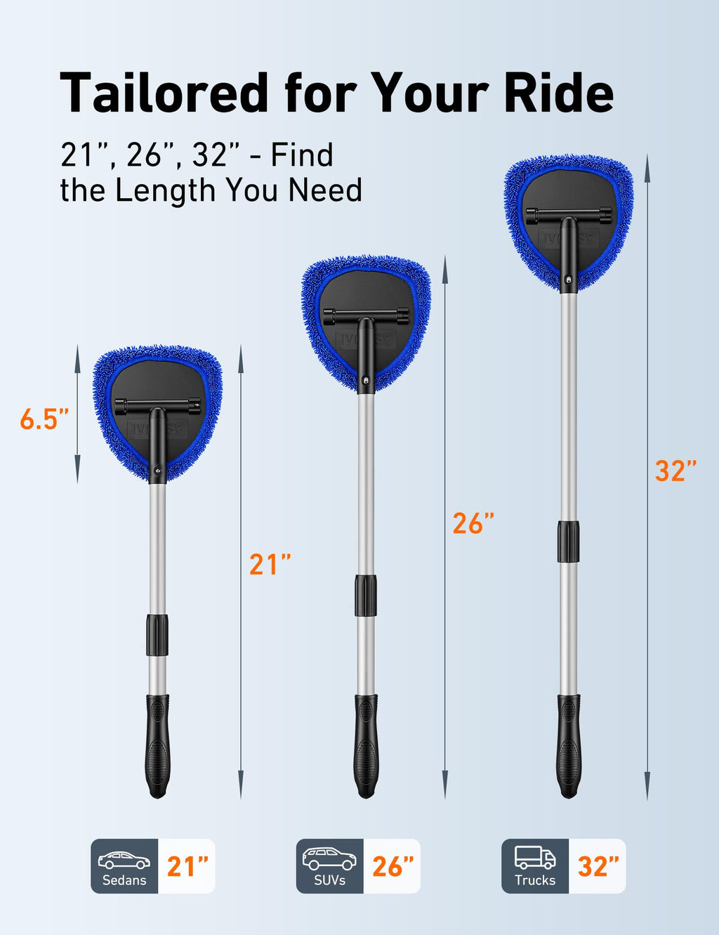 AstroAI Windshield Cleaner Tool & Car Interior Detailing Kit, Blue, 21 in