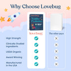 Lovebug Kids Probiotic Powder with Prebiotic Fiber - Toddler Immunity Support & Constipation Relief - USDA Organic Probiotics for Childrens Gut & Digestive Health (Ages 1-4) - 30 Pack (Unflavoured)