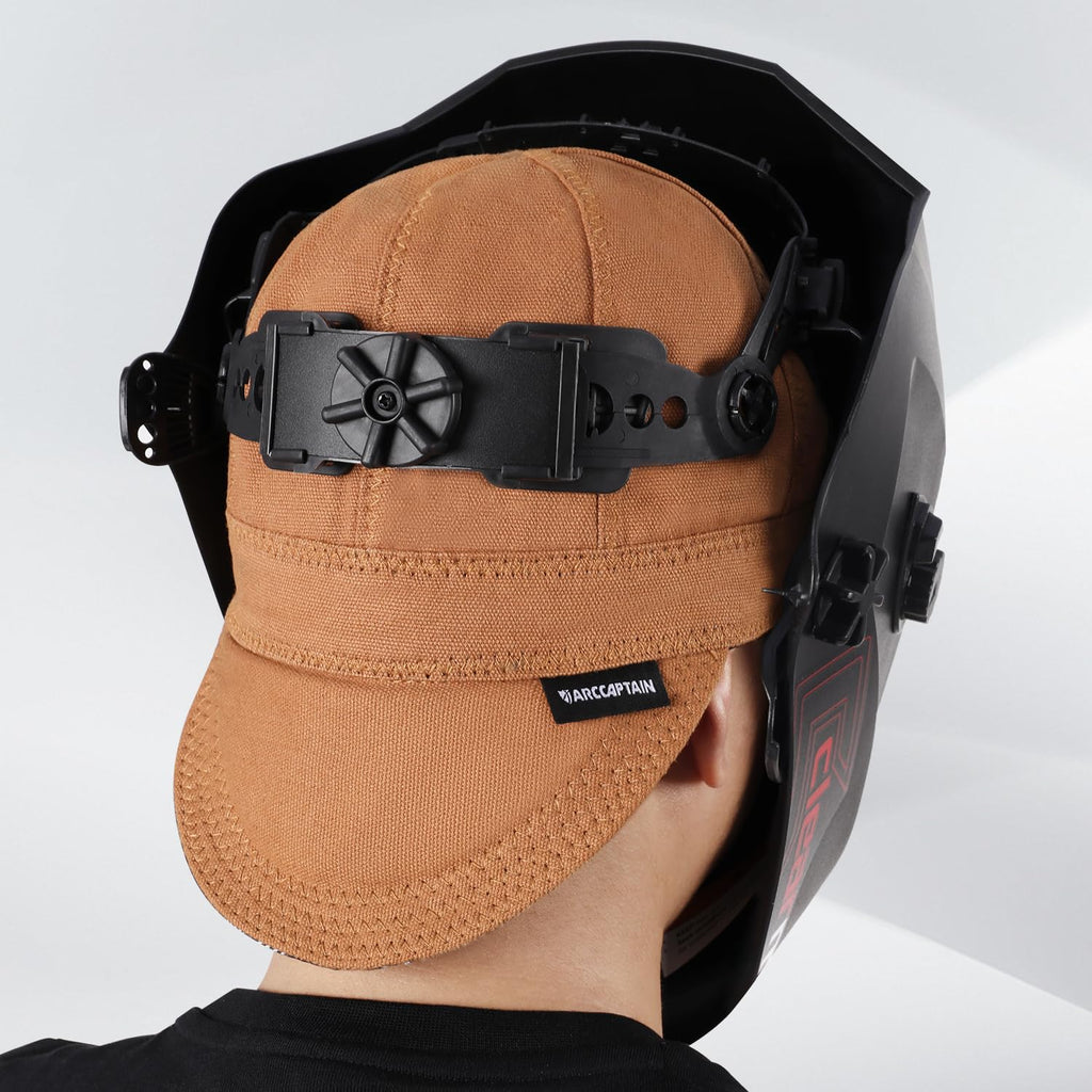 ARCCAPTAIN Reversible Welding Cap, 8 Panel Protective Welders Cap, 10 oz Fireproof Cotton Comforts for Safety and Protection While Welding to Men Women, Khaki, 7 5/8