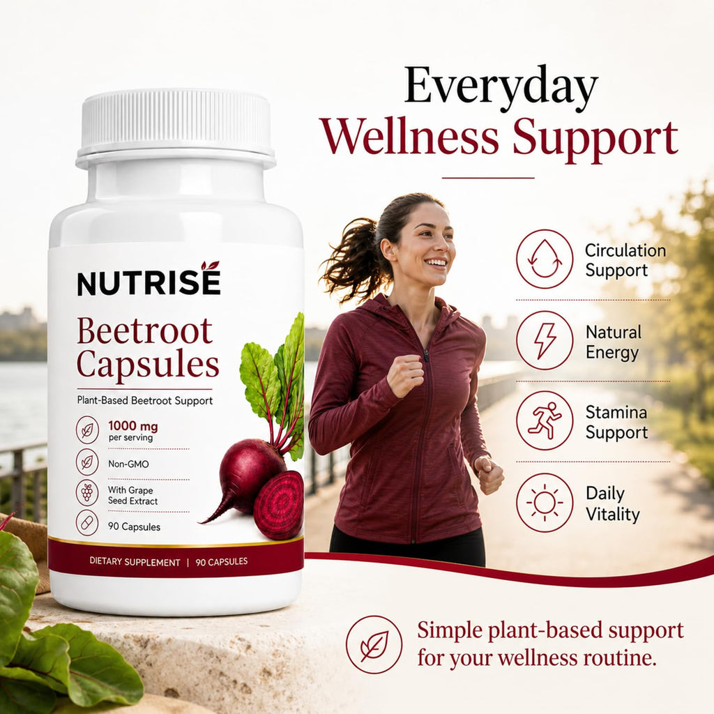 Onswildc Nutrise Beetroot Capsules，Vegan, Non-GMO, Gluten-Free, 90 Capsules