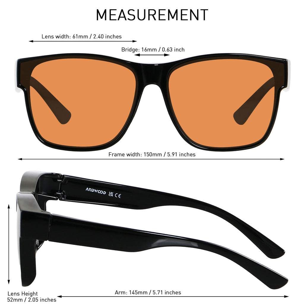 ANDWOOD Fit Over Blue Light Blocking Glasses for Women Men Fitover Computer TV Gaming AR Coatings Lens Improve Sleep Amber Orange