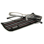 Foster Grant Men's Leo Square Reading Glasses, Gunmetal/Transparent, 59 mm + 2