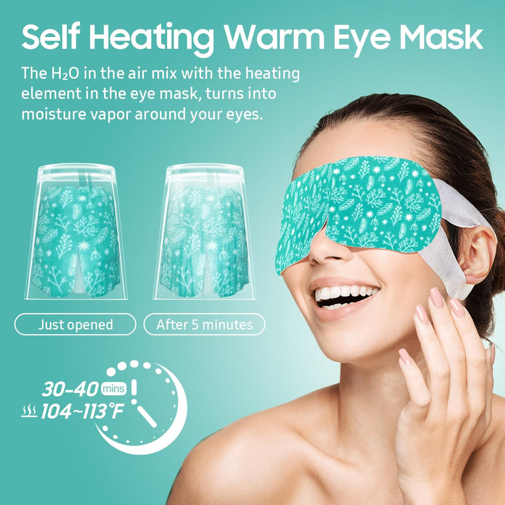 BeHoomi 30Packs Steam Eye Mask, Heated Eye Mask Warm Compress for Eyes, Self Heating Disposable Steam Mask for Home Sleep, Spa, Travel Essentials & Relaxation Gifts, Stocking Stuffers (Unscented)