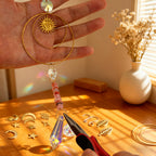 DIY Crystal Suncatcher Kit with Wind Chime, Sun and Moon Style