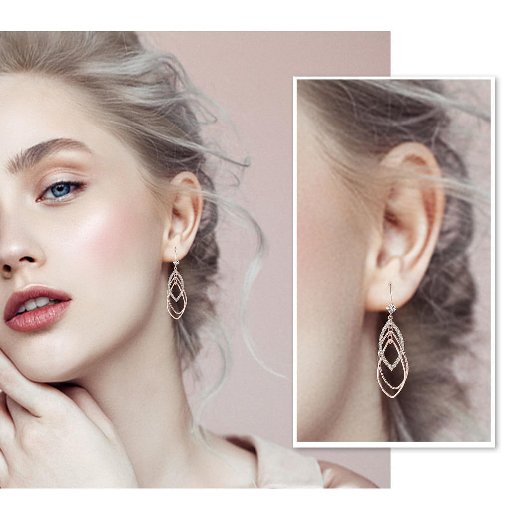 14K Gold 925 Silver Hoop Hypoallergenic Teardrop Dangle Earrings for Women