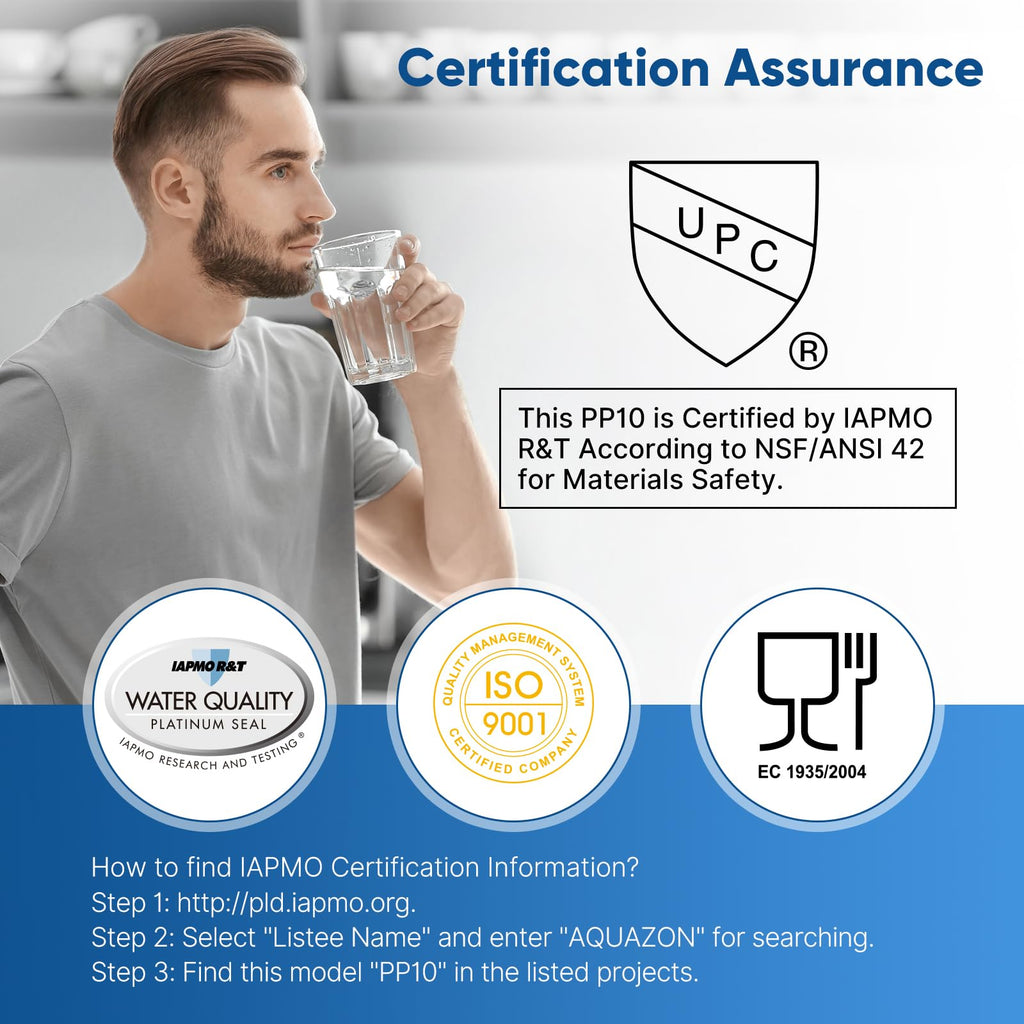 PUREPLUS 5 Micron 10" x 2.5" Whole House Sediment Home Water Filter Cartridge Replacement for Any 10 inch RO Unit, Culligan P5, Aqua-Pure AP110, Dupont WFPFC5002, CFS10, WHKF-G05, 4Pack