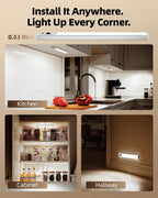 EZVALO 3-Pack 10inch Under Cabinet Lighting with Remote, 2400mAh Rechargeable Motion Sensor Lights, Magnetic Dimmable Closet Light, Timer, 3 Color Temps Wireless Lights for Kitchen, Pantry, Stair