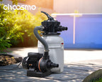 CHOOSMO 10 Inch Sand Filter Pump for Above Ground Pools, 2220 GPH 1/4 HP Pool Filtration System, 30 lb Sand Tank, 6-Way Valve, Hose Adapters, 115V, for 3,000–6,500 Gal Pools