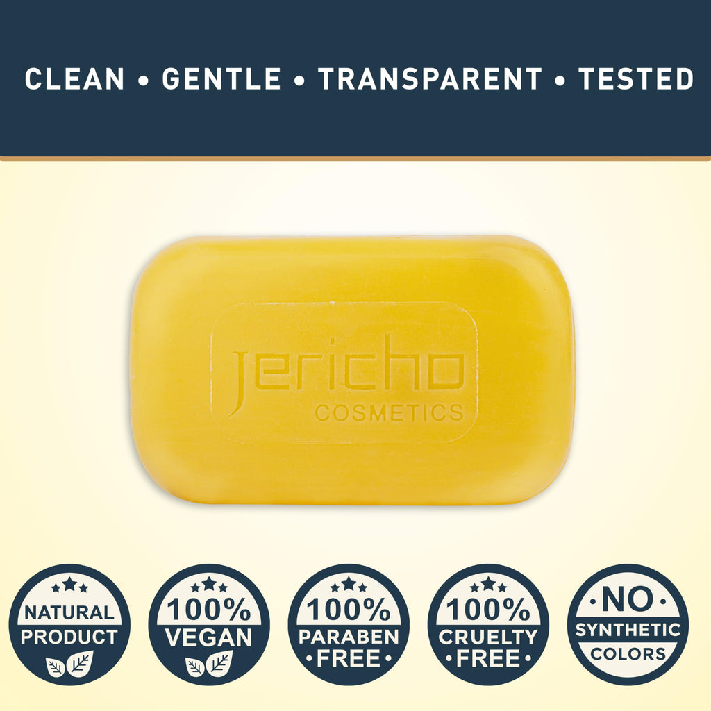 Jericho Dead Sea Sulfur Soap with Olive Oil – Helps with Acne, Psoriasis, Eczema & Blackheads – For Oily to Normal Skin – Vegan Face & Body Bar for Men & Women, 4.4 Oz / 125 g (Pack of 6)