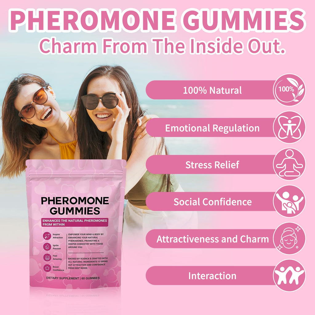DDOOUU OFFICIAL Pheromone Gummies for Women,Enhance Your Confidence & Attraction - Natural Hormone Balance & Body Odor Support,Strawberry Flavor