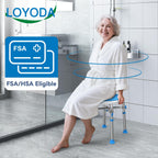 Loyoda FSA/HSA Eligible Swivel Shower Stool with Reinforced Crossing Bar, Height Adjustable Round Shower Chair for Inside Shower, Tool Free Assembly Shower Seats for Adults, 350lbs