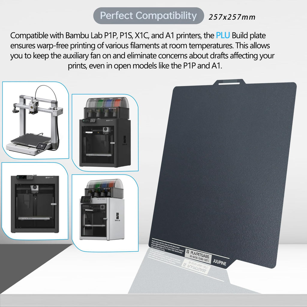 Sahvaim Upgraded for Bambu Lab 3D Printer PLU Build Plate for Bambu Lab X1 X1C X1E P1S P1P A1, Energy-Saving Low-Temperature Cold Printing, Farm's First Choice, Super Sticky no Edge Warping