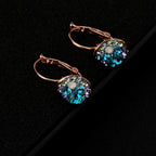 EVEVIC Austrian Crystal Round Cluster Leverback Drop Earrings for Women