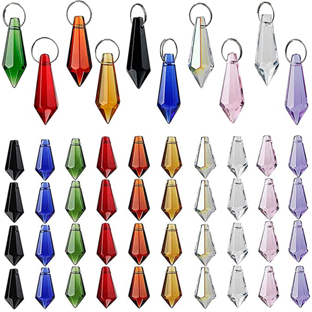 50pcs 38mm Multi-Color Suncatcher Crystal Icicle Pendant Chandelier Prisms